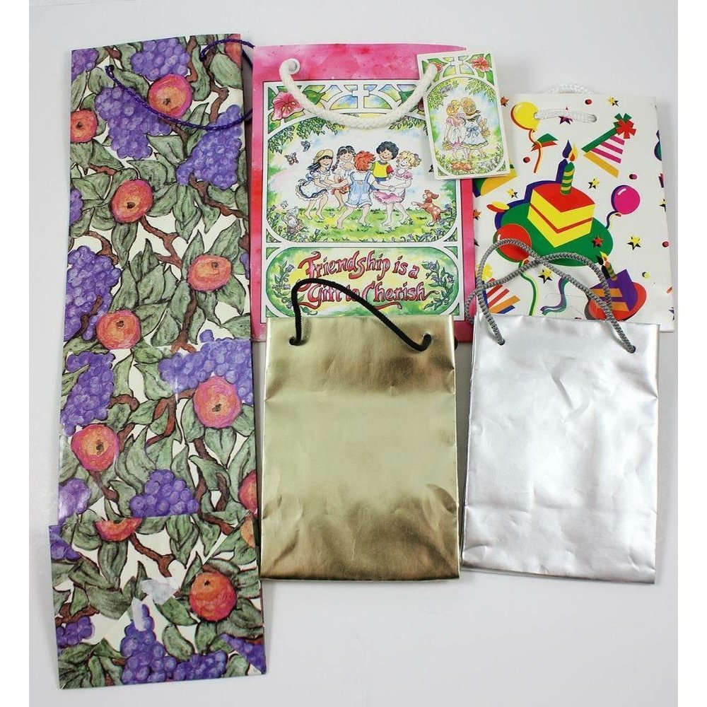 Lot 4 Small Gift Bags & 1 Wine Gift Bag Friends Birthday All Occasion Hallmark